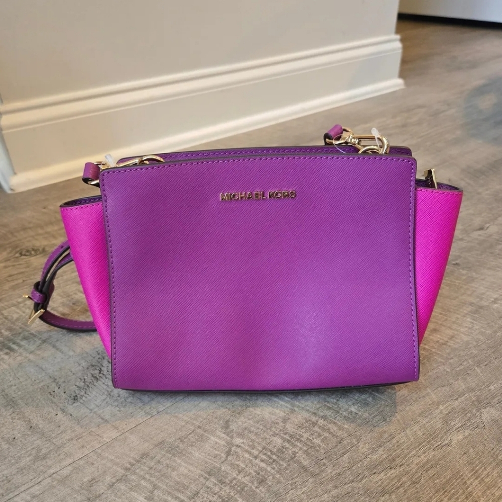 Michael Kors Purple & Fuchsia Saffiano Crossbody Bag